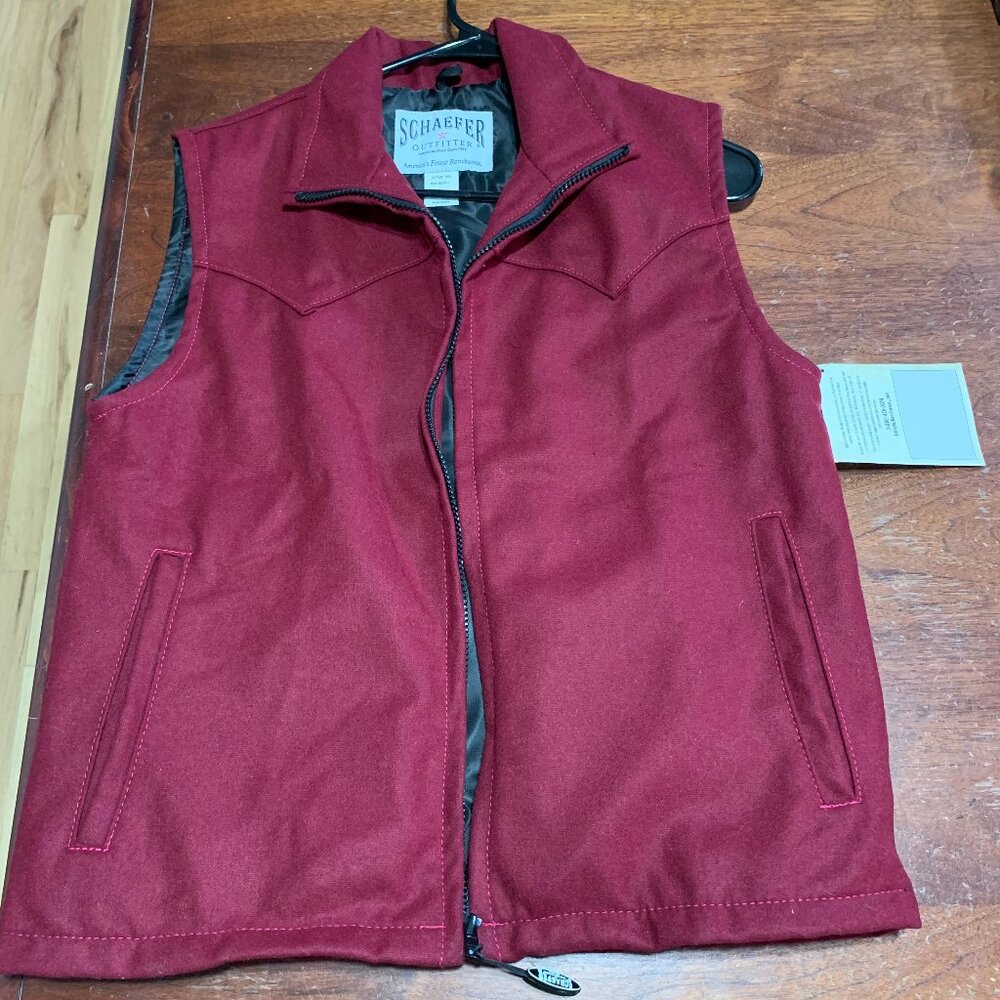 Women's Schaefer 730L Vest Maroon Wool Blend Zip Western USA Small